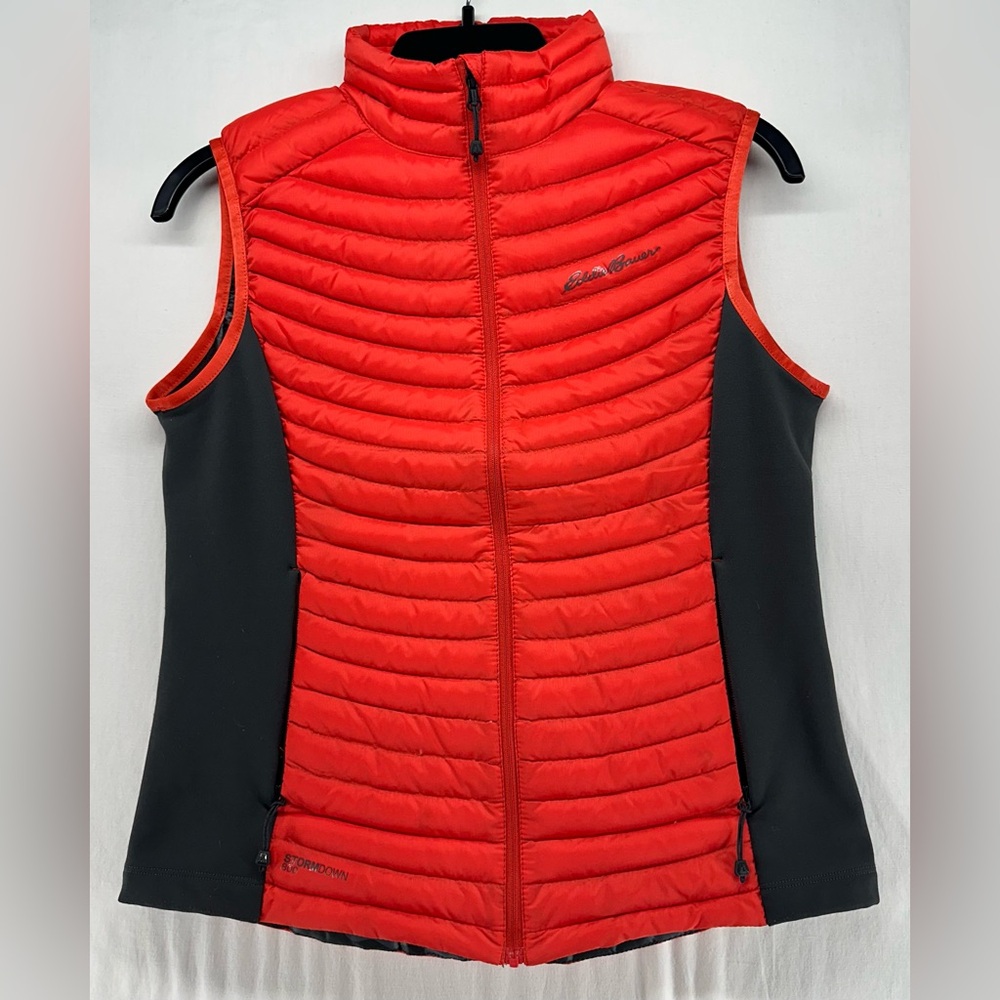 Eddie Bauer Vest First Ascent 800 Storm Down‎ Puffer Orange Gray Womens Small